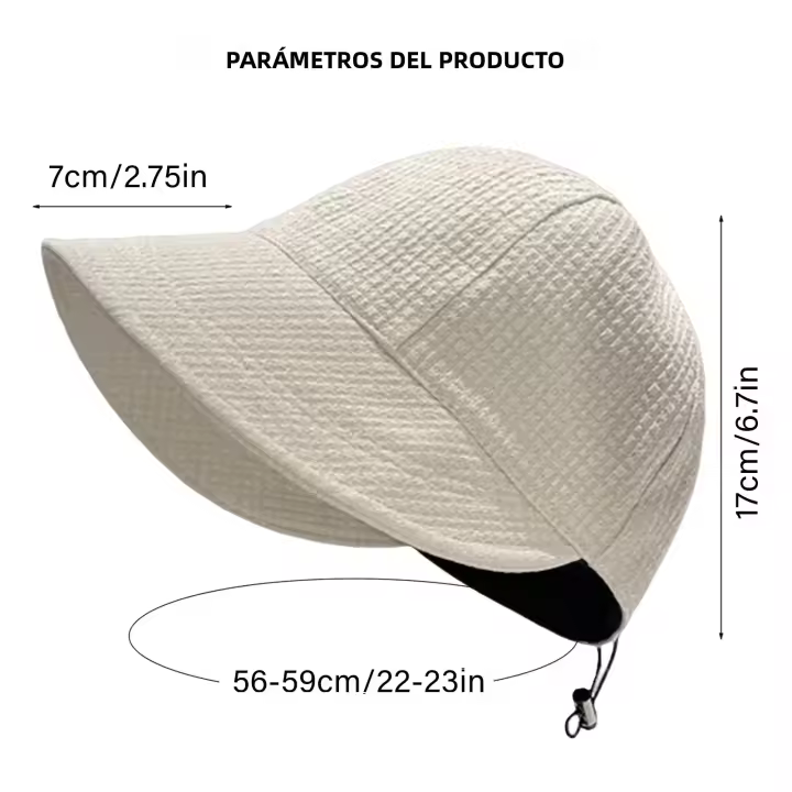 Gorro De Sol Plegable Para Mujer Protección Solar Verano Playa Ajustable Algodón Amplio Sombrilla Casual - 1