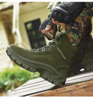 Botas De Combate Desérticas Para Hombres Botas Tácticas De Entrenamiento Especial Fuerzas Botas De Montañismo Ligeros Antideslizantes Suela De TPR Cubierta Superior De Cuero De Vaca - details 15
