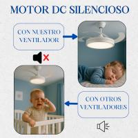 Ventilador de Techo Led Black/Negro Hood Ledme Mimotec, silencioso con luz regulable, mando a distancia, programación horaria y distintas velocidades. Refrescante, aire frio, bajo consumo, aspas desplegables y retractiles, diferentes tonos de luz - details 0