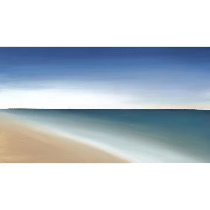 Cuadro decorativo abstracto horizontal grande 140x75 160x90 180x100  “LUZ EN HORIZONTE" Oleo Lienzo alta calidad Arte contemporáneo minimalista Azul marino arena blanco horizonte marina Ref. ANA DURAN A 422 - 1