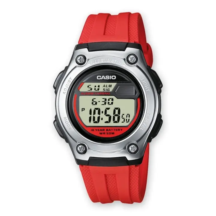 Reloj Digital Casio W-211-4AVES Cadete Niño Rojo - 1
