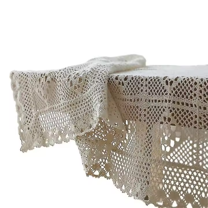 American pastoral vintage mantel redondo hecho a mano crochet Hollow out Encaje franja borlas boda mesa de comedor cubierta un - 1
