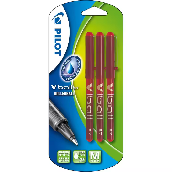 Pilot Bolígrafo V-Ball 07 Grip Punta 0,7 mm Tinta Líquida Rojo (Pack de 3) - 1