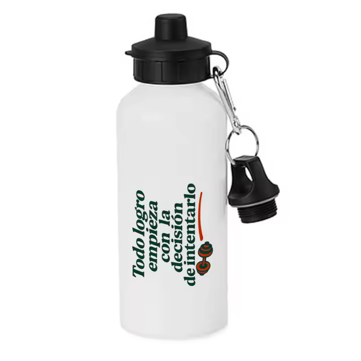 MERCHANDMANIA Bidón deportivo 600 ml acero inoxidable con chupón frase motivadora gimnasio logro decision gym motivacion botella escolar deporte bicicleta - 1