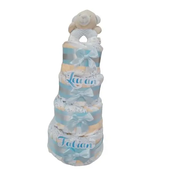 Tarta de pañales Esperanza azul Dodot Sensitive. La Cestita del Bebé - 1