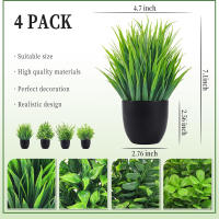 Pack De 4 Plantas Artificiales Pequeñas Para Baño Y Oficina Decoración De Escritorio En Interiores Plástico Negro Accesorios Para Baño - details 3