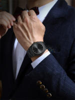 Reloj De Pulsera De Hombre Moderno Y Minimalista Creativo Todo Negro Deportivo Y De Ocio Con Marcadores Arábigos Y Diseño Único Material De Aluminio Resistente Al Agua - details 2