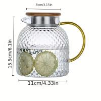 Jarrón De Vidrio De Alta Resistencia Con Tapa Para Bebidas Frías Y Calientes Té Frío Jugo Leche Jarrón Pesado Para Adultos - details 3