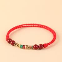 Pulsera De Hilo Rojo Para Mujeres Y Hombres Con Cuentas De Cinnabar Y Cordón Tejido Tíbet Budista Joyería De Muñeca Artesanal - details 8