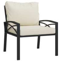 vidaXL Silla de jardín acero con cojines 68x76x79 cm Gris, Arena, Conjunto Terraza Muebles Jardín Exterior Juego de Muebles de jardín Mueble Jardín Exterior Muebles de Salon Exterior - details 1