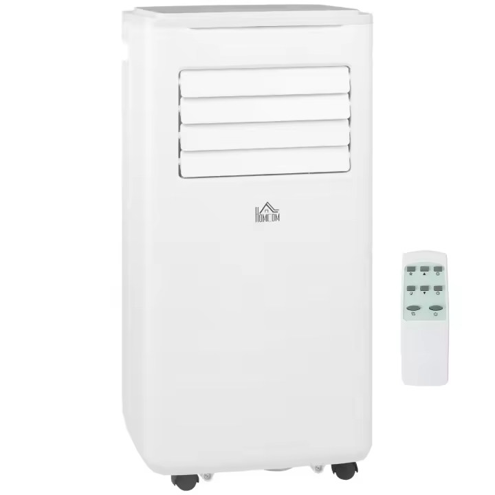 HOMCOM Aire Acondicionado Portátil 9000BTU 1010W Refrigerador Ventilador Deshumidificador 38 L/Día Silencio con Pantalla LED Control Remoto Temporizador para Habitación de 20 m² 35,3x35x72,5 cm Blanco - 1