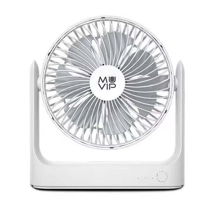 Muvip Ventilador de Sobremesa Portatil 5.5W con Cable USB C - 18cm de Diametro - 3 Velocidades - Angulo Ajustable hasta 360º - Autonomia hasta 15h - Color Blanco - 1