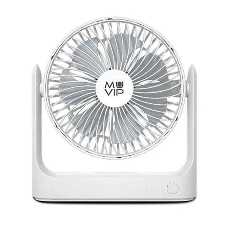 Muvip Ventilador de Sobremesa Portatil 5.5W con Cable USB C - 18cm de Diametro - 3 Velocidades - Angulo Ajustable hasta 360º - Autonomia hasta 15h - Color Blanco - 1