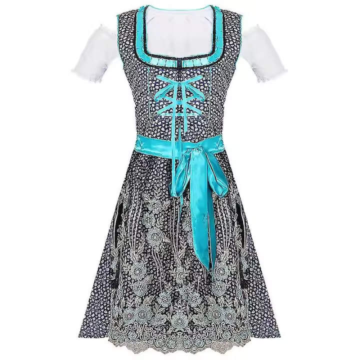 Disfraz de Oktoberfest para mujer, vestido Dirndl de chica de cerveza bávara alemana, 2 piezas - 1