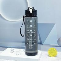 Botella Deportiva De 800ml/27oz Con Escala De Tiempo a Prueba De Fugas Para Viajes Y Fitness Plástico Resistente - details 14