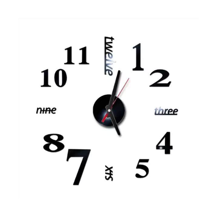 Reloj de Pared 3D DIY Moderno y Grande en Acrílico con Pegatina para Decoración del Hogar Reloj en la Pared con Números-Negro - 1