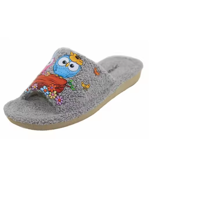 Berevëre 3023 Zapatilla de casa  pala buho, 100% algadón, cuña baja, suela ligera, tallas del 35 al 43 - 1