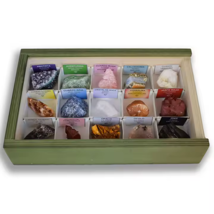 Minerales y Fósiles Nano Colección de 15 Minerales de Cuarzo - 1