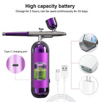 Kit De Pistoleta Aire Airebrush Para Uñas Con Compresor Portátil Pintura De Uñas Y Artesanías Herramienta De Belleza Multifuncional Recargable Metal - details 4