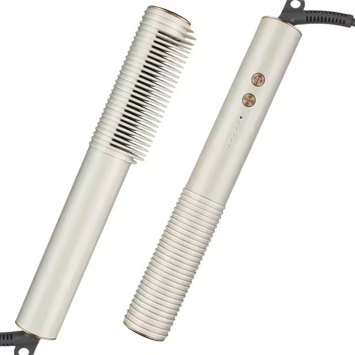 Cepillo alisador de pelo, peine de pelo caliente, cepillo alisador de pelo de hierro plano 2 en 1 para mujeres, antiescaldaduras con 5 temperaturas de calentamiento rápido - 1