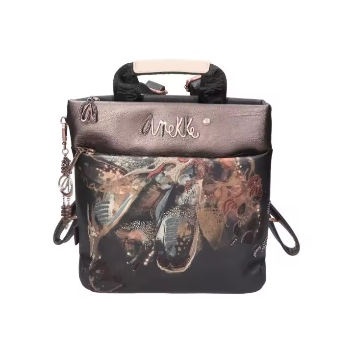 ANEKKE | Mochila Anekke para Mujer – Mochila Casual en Color Negro con Dibujos – Mochila con Cremallera – Cómoda – Espaciosa – Tendencia – Moda – Casual – Modelo 39735-058 - 1