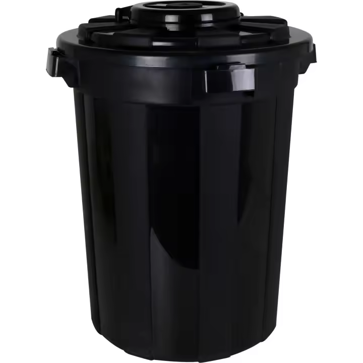 Dem - Cubo Basura 50L con Tapa y Anclaje HOP - Capacidad Ampliada, Fácil de Limpiar, Diseño Elegante, Resistente a Golpes, Tapa Antiolores - 1