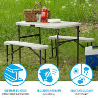 Conjunto plegable mesa y 2 bancos utrarresistente Lifetime 106x61x74 cm uv100 - details 3