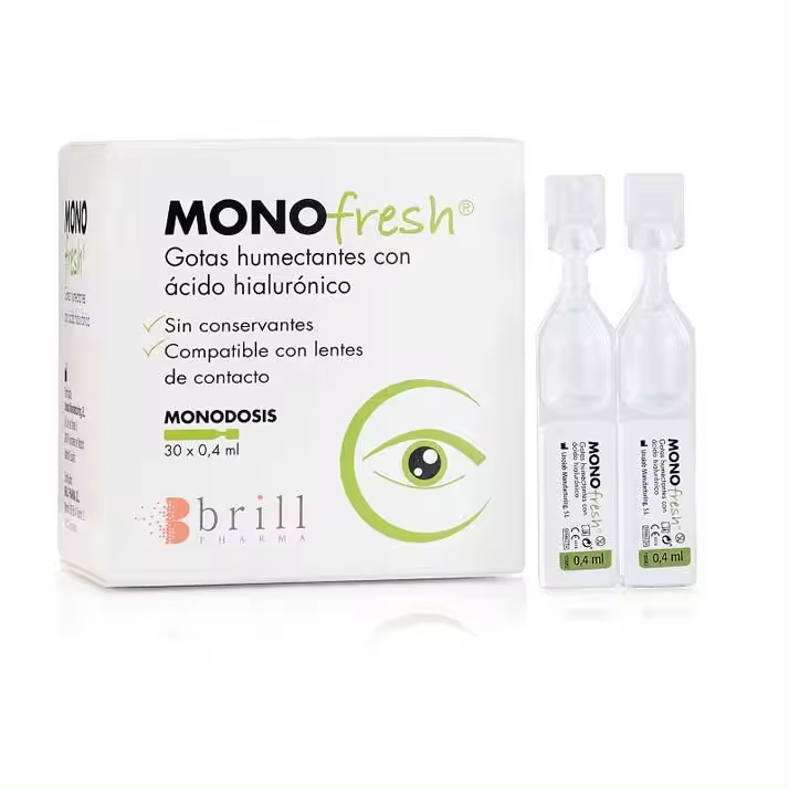 Brill Pharma Monofresh 30 X 0,4ml - Gotas Humectantes con ácido Hialurónico para Aliviar Sequedad y Cansancio Ocular - 1