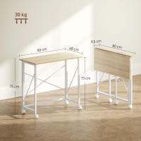 HOMCOM Escritorio Plegable con Ruedas Mesa Escritorio Compacta Mesa de Ordenador Portátil para Casa Oficina Espacios Pequeños 80x40x75 cm Natural - details 2
