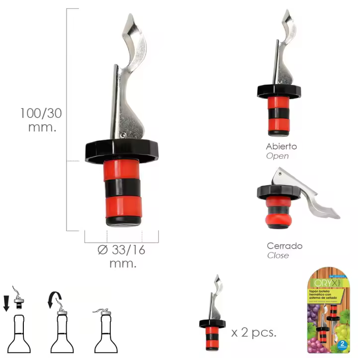 SANCO STORE - ORYX Tapon Botella Hermético Con Sistema De Sellado Mediante Expasión. 2 unidades - 1