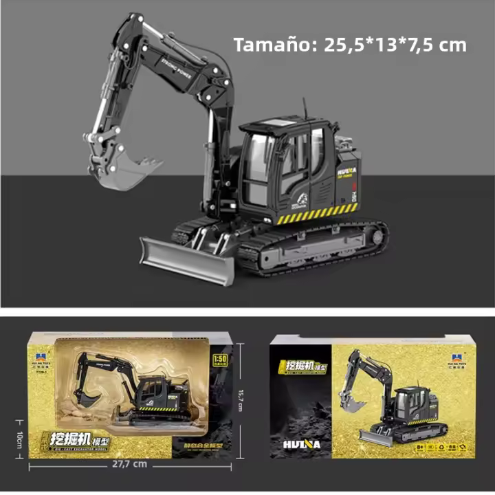 Mini Excavadora De Escala 1:50 HUINA Con Sistemas Hydraulicos Juguete De Construcci\u00f3n Para Niños Regalo De Juguete De Maquinaria De Ingenier\u00eda Para Ni\u00f1os - 1