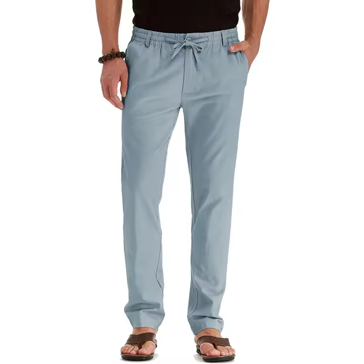 MOV-Business men's casual pants loose large size elastic waist cotton versatile solid color men's sports pants - 1