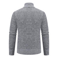 Chaqueta De Cuello Alto Para Hombres Invierno Fleece Cashmere Cardigan Zip up Smart Casual Outerwear Con Bolsillos Técnica De Tejido Por Computadora - details 9
