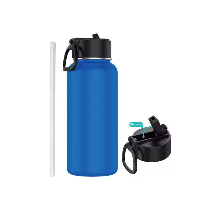 Botella de Acero Inoxidable 1 Litro o 1.2 Litro  Deportiva con Pajita (10 Colores) - Botella de Agua Térmica Reutilizable  Sin BPA  Mantiene 24H Frio / 12H Calor  Termo y Hermética - Doble Pared a Prueba de Fugas termo (XG1000 1199) - 1