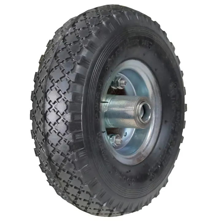 Rueda para carretilla de almacén WOLFPACK con llanta neumática, galvanizada y eje descentrado Ø 20 mm - 1