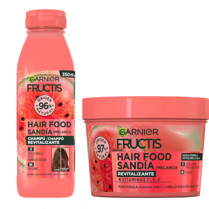 GARNIER Fructis Hair Food Sets de Sandía Revitalizante para Cabello apagado, sin vida. - 1