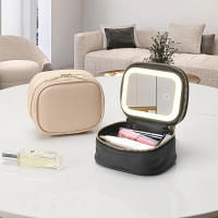 Bolso De Maquillaje De Cuero PU 1 PC Con Luz LED Y Espejo Desmontable Portátil Para Viajes Odorímetro Almacenamiento De Joyería Y Maquillaje - details 2