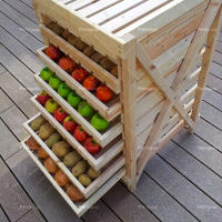 Estante para frutas y verduras de madera maciza de cinco capas, adecuado para cocina y dormitorio, color madera original, 35 x 50 x 58 cm. - details 5