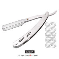 Cuchillo De Afeitar Para Hombres Herramientas De Barbero Con 5 Hojas De Acero Inoxidable Portarrazores Plegable Para Cabello Y Barba - details 3