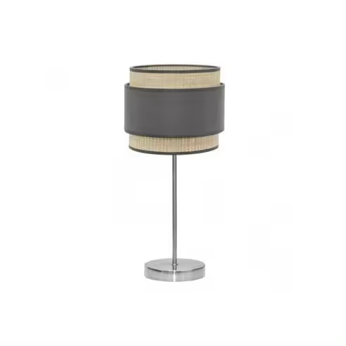 FABRILAMP Lámpara de Mesa Sobremesa Alto Kandy 1xe27 Natural/gris 67x30x30 Cm - Diseño Moderno - 1