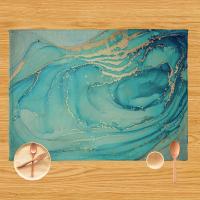 4pc Tapetes Para Comedor Estilo Verano Azul Turquesa Y Mármoles Rusticos Protección Para Mesa De Cocina Y Hogar Decoración De Habitaciones Y Fiestas - details 4