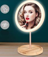 Espejo De Maquillaje LED De Madera Con Pantalla Táctil Y Tres Modos Desmontable Recargable Por USB Para Cosméticos - details 5