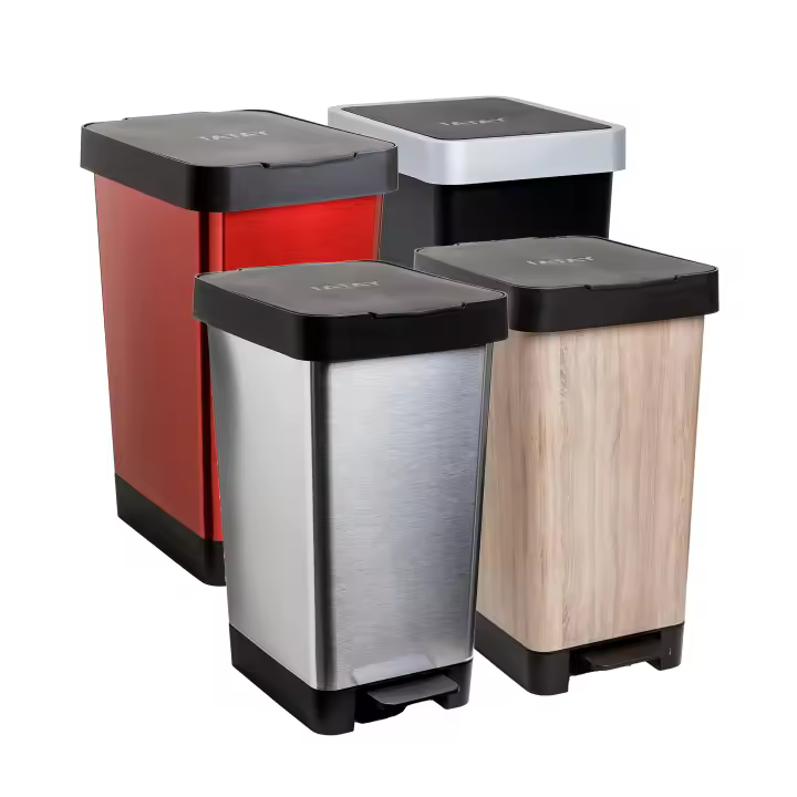 Tatay Cubo de Pedal Smart Retráctil 25L - Libre de BPA - Bolsa Basura 30L - Rojo Gris Negro - Ecológico - Medidas 26x36x47cm - 1