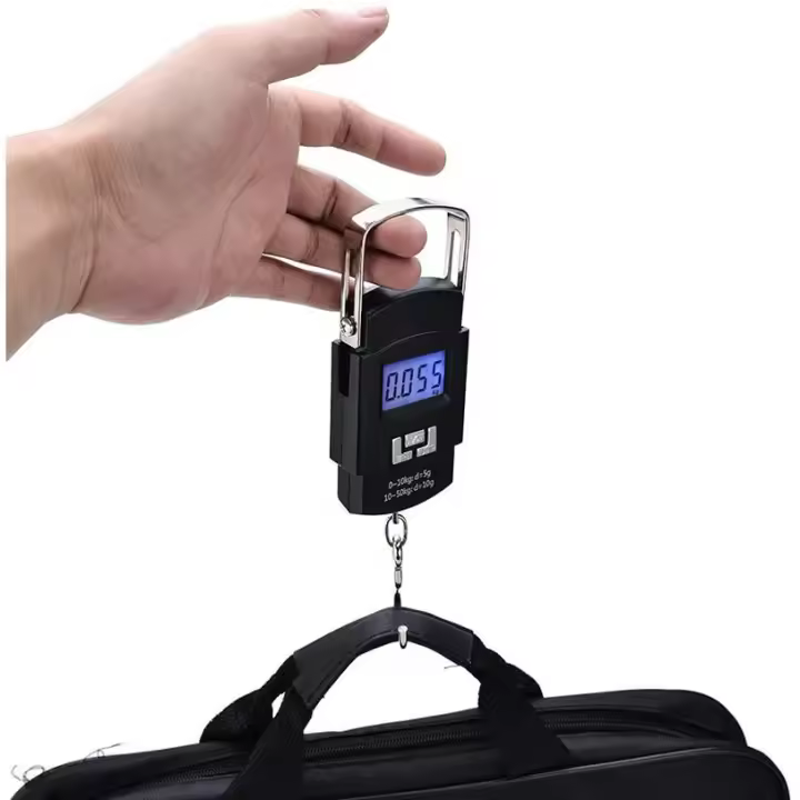 Portable Báscula Digital de Equipaje con Gancho 50kg / 110lbs de Precisión Balanza Electrónico para Maletas Equipaje de Viaje Báscula, Cocina, Pesca y Caza para Maleta o Bolsa de Viaje, Utiliza 2 pilas AAA (No incluido) - 1