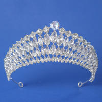 Diademas De Cristal Zirconia En Color Plata Para Mujer Corona De Novia Accesorios De Peluca Para Princesa Y Reina Fiesta Boda - details 0