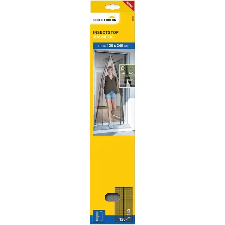Cortina Mosquitera Schellenberg Puertas Magnético Fibra de Vidrio Antracita (120 x 240 cm) - 1