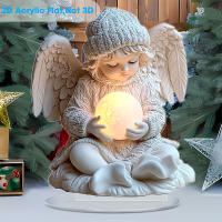 Angel 2D Plano Con Bala Luminosa De Acrílico Para Decoración De Oficina Y Sala De Estar Regalo De Cumpleaños O Invierno Con Pedestal Incluido - details 4