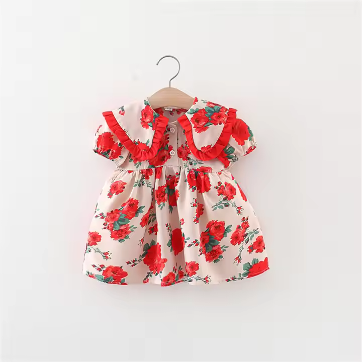 Vestido De Princesa Para Niñas Estilo Coreano Verano Vestido De Tule Fresco Con Estampado Largo Hasta La Rodilla Para Bebés De 0 a 1 Año - 1