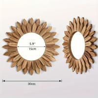 Espejo Decorativo De Estilo Bohemio Con Diseño De Girasol Para Decoración De Pared Habitación Sala De Estar Material Madera - details 4