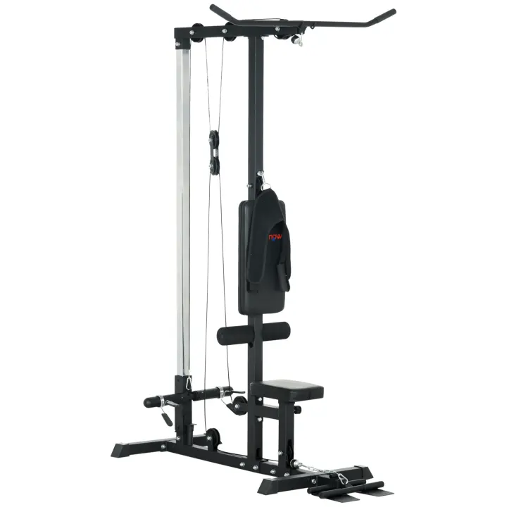 SPORTNOW Máquina de Musculación Estación de Entrenamiento con Pedales Giratorios y Asiento Ajustable para Fitness Entrenamiento en Gimnasio Hogar Oficina Carga Máx. 110 kg 140x108x197 cm Negro - 1